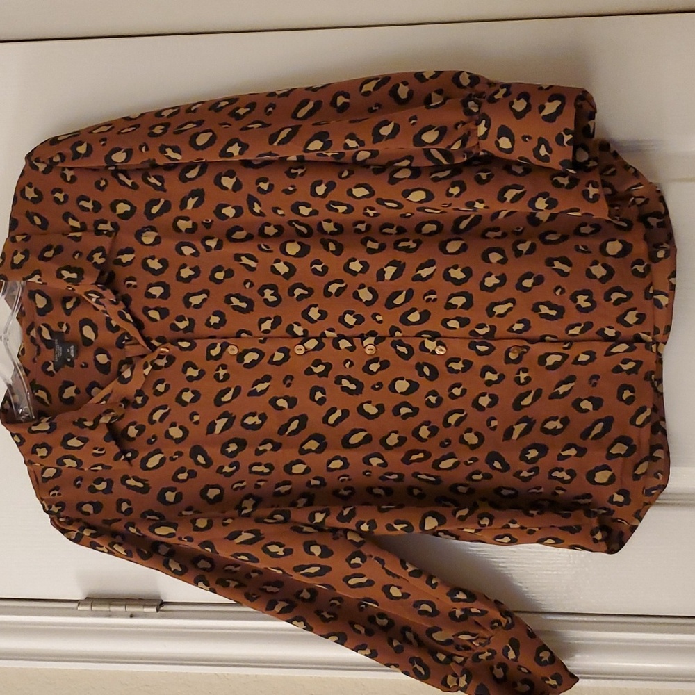 Ann Taylor Animal Print career blouse sz LP - Picture 7 of 8